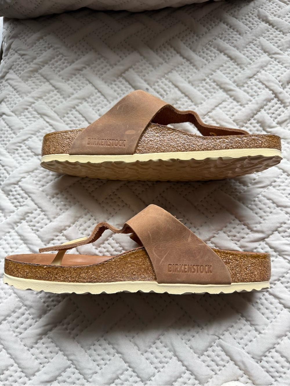 Birkenstock Big Buckle Tan Leather Slide Sandals with Gold Buckles - Picture 4 of 8